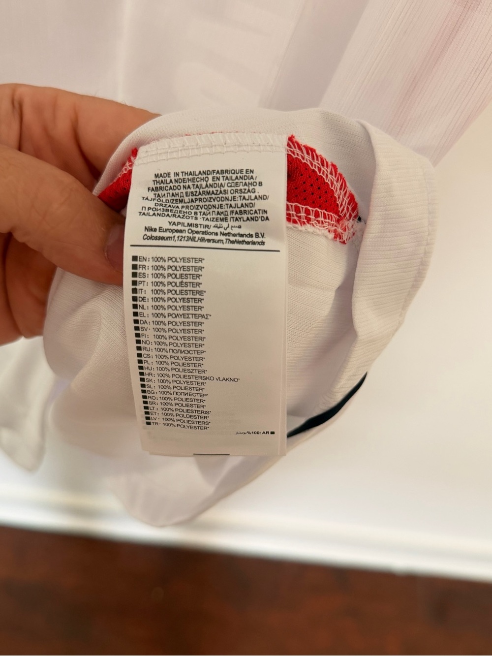 World Cup 2026 official England White Soccer Jersey with Red & Navy Accents - Picture 5 of 5